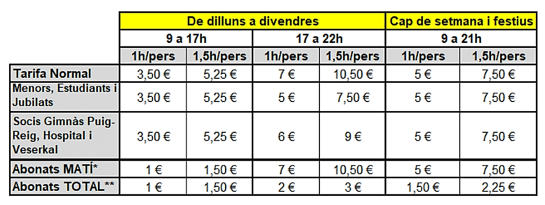 TARIFES-NORMALS
